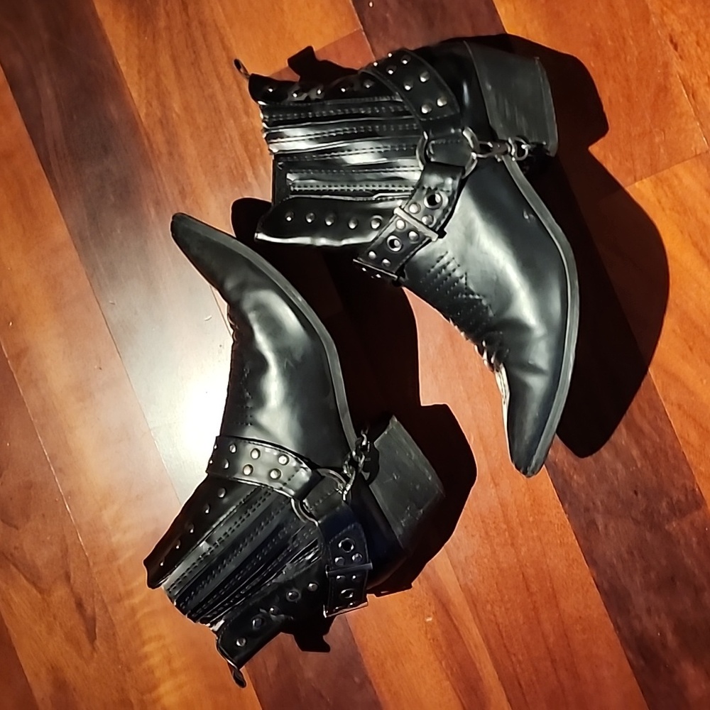 western studded black ankle boots